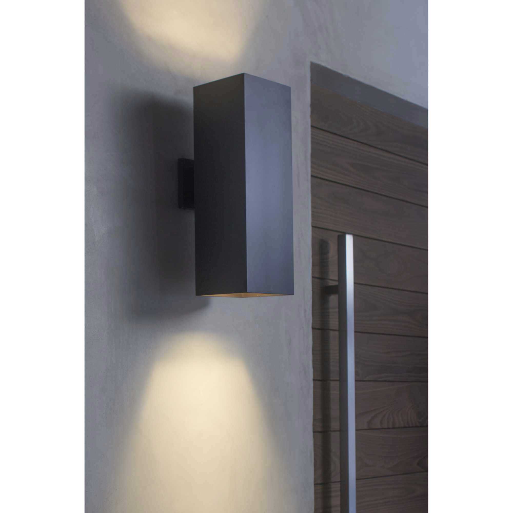 LED Square Cylinder Outdoor Wall Mount in Metallic Grey, LED Lamping, Progress LED